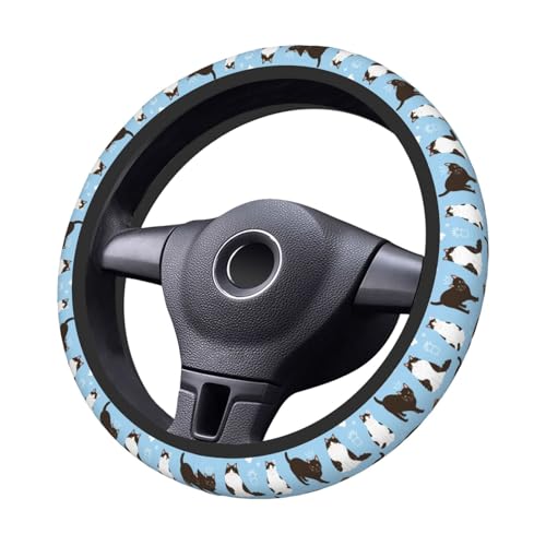 Cats Steering Wheel Cover for Women Elastic Rubber Steering Wheel Universal 15 Inch Fit for Cars, Auto, SUVs - color: Cats