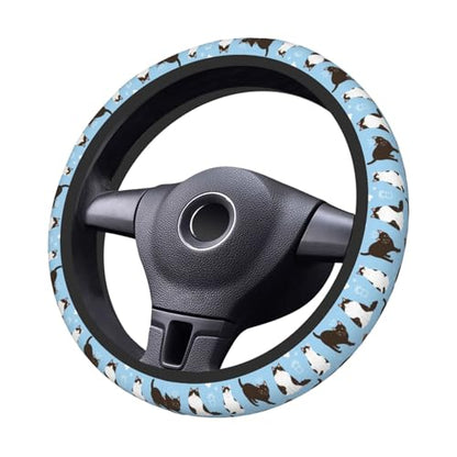 Cats Steering Wheel Cover for Women Elastic Rubber Steering Wheel Universal 15 Inch Fit for Cars, Auto, SUVs - color: Cats