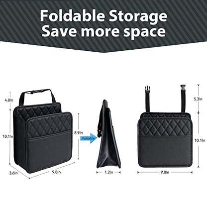 2Pack Car Seat Back Hanging Bag Car Document Holder Multi-Pocket Bottle Bag Storage Waterproof Pu Leather Box Organizer Travel Tidy Pouch Pocket Kids - color: Black A x2