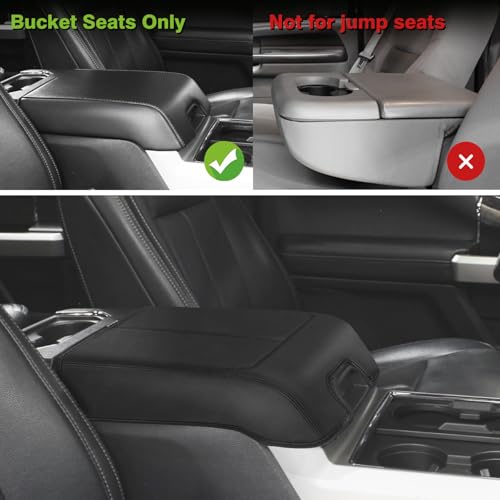 Center Console Armrest Cover Fit for Ford F150 2015-2020 &F250 F350 F450 2017-2022 & Expedition 2018-2024 Accessories, Armrest Pad Console Lid Cushion Vegan Leather Regular Thick (Bucket Seat) - size: 4) 17-22 |F250/F350/F450| Bucket Seat, Regular