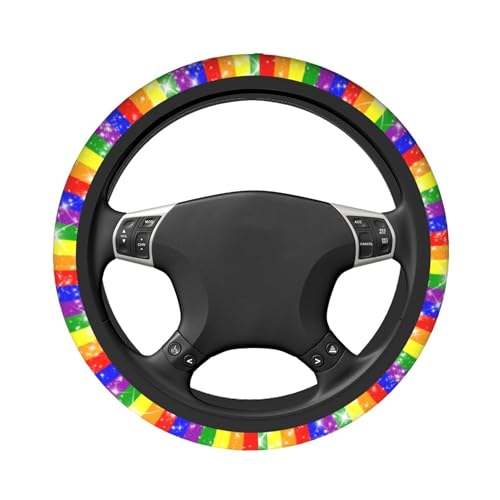 Rainbow Gay Steering Wheel Covers - lesbianism Progress Pride Flag Non Slip Neoprene Steering Wheel Protector Covers Universal 15 inch for Men Women Universal Gay Car Steering Wheel Cover - color: Rainbow Gay