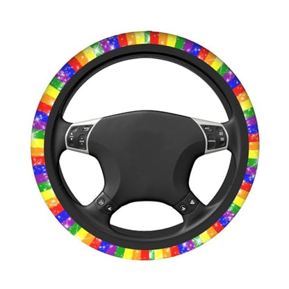 Rainbow Gay Steering Wheel Covers - lesbianism Progress Pride Flag Non Slip Neoprene Steering Wheel Protector Covers Universal 15 inch for Men Women Universal Gay Car Steering Wheel Cover - color: Rainbow Gay