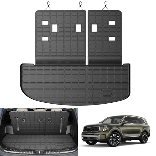 Cartist Cargo Mat & Backrest Mat Fits for Kia Telluride 2020 2021 2022 2023 2024 2025 (7/8 Passenger) All Weather TPE Trunk mat for Telluride Car Accessories for Telluride 2020-2025 - size: 4)Kia Telluride (7/8 Seats)【20-25】