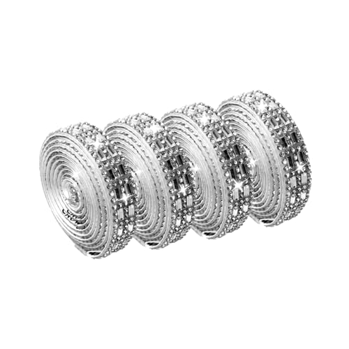 ZMD 4Rolls Self Adhesive Crystal Rhinestone Strips, Rhinestone Ribbon Glass Sticker for Crafting, Diamond Ribbon Bling Gemstone Sticker for DIY Arts Crafts, Car Phone Decoration, White - color: White A