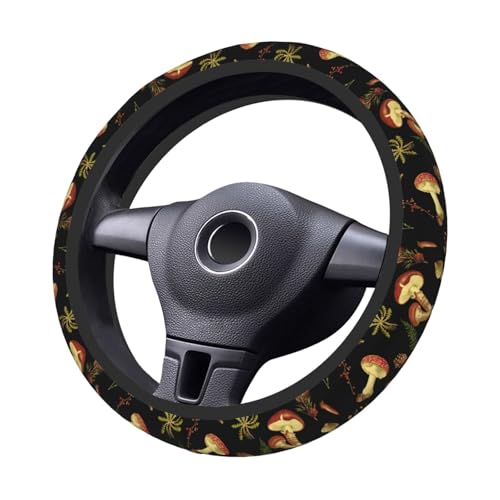 Mushroom nut Neoprene Steering Wheel Cover for Men Women Anti-Slip Elastic Steering Wheel Protective Cover 15in Universal Car Accessories Fit Cars, SUVs, Auto - color: Mushroom Nut