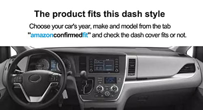 Dash Cover Mat Custom Fit for Toyota Sienna 2015-2020, Dashboard Cover Pad Carpet Protector (Black) F151