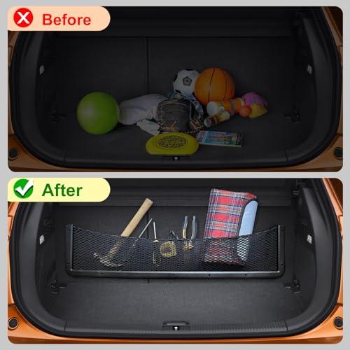 ABS Plastic Frame Automotive Cargo Nets Car Net Pocket Phone Car Mesh Net Holder RV Storage Boat Cargo Pocket Organizer Framed Mesh Net Pocket with Screws for Auto RV Net(2, 32 x 8 Inch) - size: 32 x 8 Inch