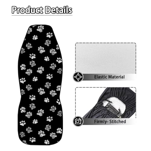 Dreaweet White Dog Paw Print Car Seat Covers for Women 2 Front Set Cute Car Accessories Washable Front Seat Cover Universal Fit Most Vehicle SUV Sedan Trucks - color: White Dog Paw Print