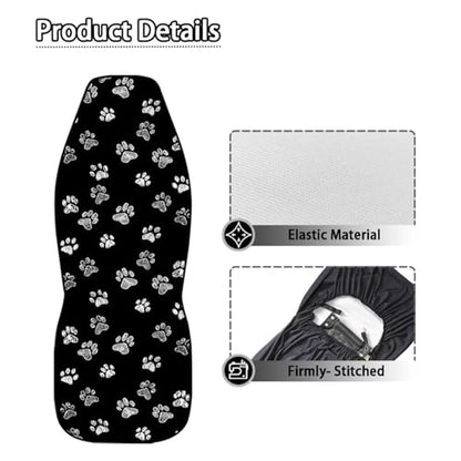 Dreaweet White Dog Paw Print Car Seat Covers for Women 2 Front Set Cute Car Accessories Washable Front Seat Cover Universal Fit Most Vehicle SUV Sedan Trucks - color: White Dog Paw Print