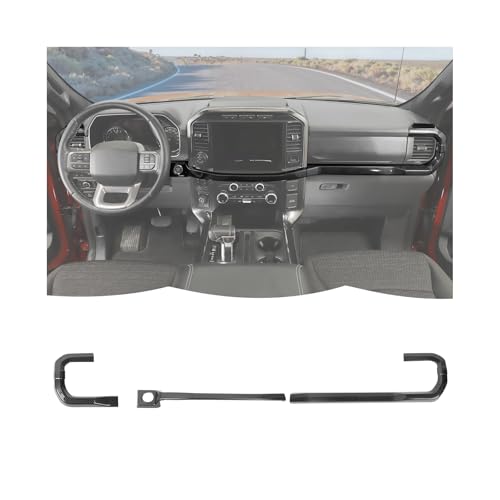 RT-TCZ Center Console Dashboard Strip Cover Trim Decoration Interior Accessories for Ford F150 2021-2025 (Black Carbon Fiber) - color: Black Carbon Fiber