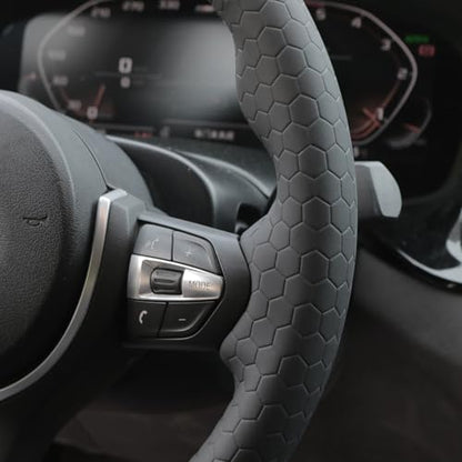 MEWANT Hand-Stitched Steering Wheel Cover for BMW (M Sport) F22 F23 F30 F34 F32 F33 F36 F10 F07 F12 F13 F06 F39 F25 F26 F15 F16, DIY Custom Fit Steering Wheel Wrap for BMW - color: 17:hive style leather + 3m thread