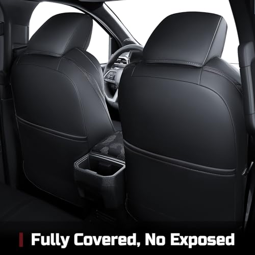 Leather Seat Covers Custom Fit for 2024-2026 Tacoma Gen 4th Double Cab - Fully Covered - Fit Like a Glove - Center Console Armrest Covers Included - Camouflage Black & Black Stitching