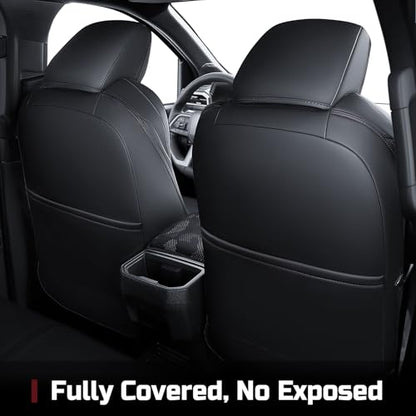 Leather Seat Covers Custom Fit for 2024-2026 Tacoma Gen 4th Double Cab - Fully Covered - Fit Like a Glove - Center Console Armrest Covers Included - Camouflage Black & Black Stitching