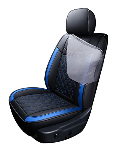 Huidasource Grand Cherokee Seat Covers, Waterproof Leather Customized Car Seat Cushion Covers, Full Set Seat Protector Compatible with Grand Cherokee 2011-2022, (5 Pcs Full Set/Black&Blue) - color: Full Set/Blue, size: Old Version