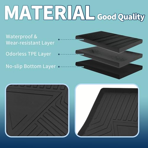 Flat Face Cargo Liner Rear Trunk Mat Trunk Cargo Luggage Boot Tray Mat Stripes and Triangles Pattern for Volkswagen Tiguan 2009-2017 Anti-Slip