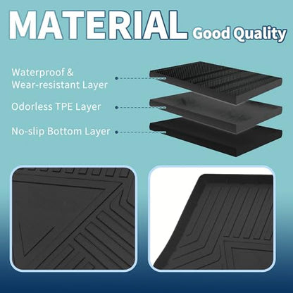 Flat Face Cargo Liner Rear Trunk Mat Trunk Cargo Luggage Boot Tray Mat Stripes and Triangles Pattern for Volkswagen Tiguan 2009-2017 Anti-Slip