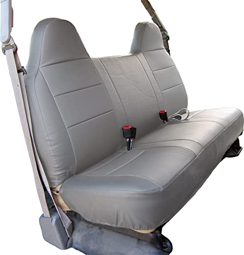 Custom-FIT Artificial Leather Front Bench seat Covers Designed for Ford F-250 350 450 (Grey) - color: Grey