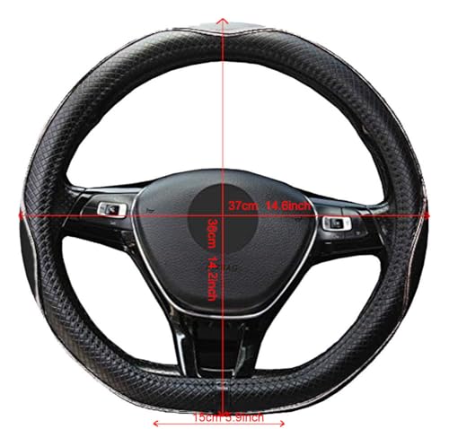 Mayco Bell Flat Bottom Steering Wheel Cover Anti-Slip,Safety,Soft,Breathable,Durable,Full Surround,Comfortable Grip Microfiber Leather (D Shape, Black White)