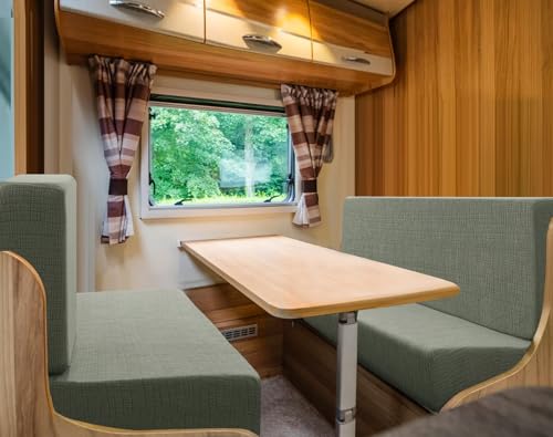 H.VERSAILTEX 100% Waterproof RV Dinette Cushion Covers Stretch Camper Cushion Slipcovers Anti-Slip Washable Seat Covers for Travel Trailer Crizzle Pattern (1 Backrest Cover & 1 Bench Cover, Seagrass) - color: Seagrass, size: 1 Set