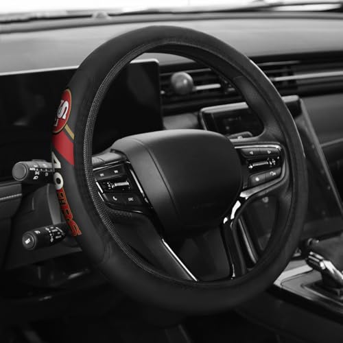 Sports Leather Steering Wheel Cover Car Accessories, Universal Size fit 14-15 Inch All Vehicle Steering Wheel Cover - color: 49-R
