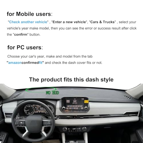 Dash Cover Mat Custom Fit for Mitsubishi Outlander/Outlander PHEV Without Head Up Display, Dashboard Pad Carpet Protector (Black) K395A