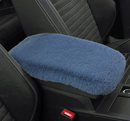 6pcs in 1 Set Soft Fluffy Car Steering Wheel Cover Faux Wool Auto Center Armrest Cove & Gear Shift Cover & Handbrake Cover & 2pcs Seat Belt Shoulder Pads Warm Winter Universal Fit for 15 Inch