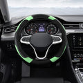 Car Steering Wheel Cover, Steering Wheel Protector, Universal 14.5-15 Inch Microfiber Leather Breathable Auto Steering Wheel Covers, Carbon Fiber Steering Wheel Cover for Women Men (Green) - color: Green