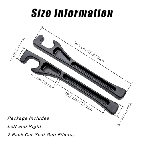 2 Pack Black Car Seat Gap Filler Organizer, Universal Car Seat Gap Plug with Seatbelt Slot, Anti-Drop Organizer for Keys Phones Storage for Auto Truck SUV - size: 2 PCS #2