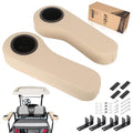 10L0L Golf Cart Rear Seat Armrest, Leather with Cup Holder, No Drilling Required, Fits EZGO, Club Car, Yamaha and Other Universal Models.Fits 1" Square Tubes only. - color: Beige