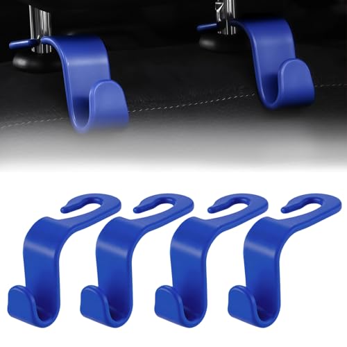 Purse Hook for Car, 4 PCS Car Purse Hook Headrest Hooks, 360° Rotatable Back Seat Storage Organizer, Universal Vehicle Seat Hanger for Purses, Handbags, Grocery Bags, Water Bottles, Blue - color: Blue