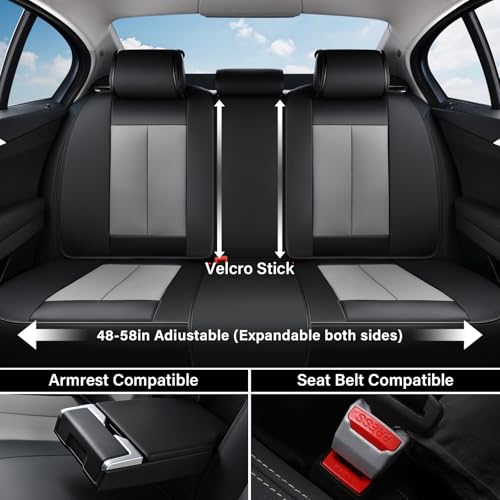 Coverado Car Seat Covers Full Set, Seat Covers for Cars, Automotive Seat Covers, Waterproof Nappa Leather Front Seats and Back Car Seat Protector, Universal Fit for Most Cars SUV Trucks,Black&Gray - color: BlackGray-A, size: FullSet