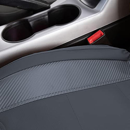 Flying Banner car seat Covers Protects Water Proof Faux Leather Carbon Fiber Front and Rear Bench Split 40/60 50/50 60/40(Gray Gray, Full Set - 8PCS) - color: Gray Gray, size: Full Set -- 8PCS