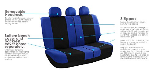 FH Group Light & Breezy Cloth Seat Full Car Seat Covers (Airbag & Split Ready) with Carpet Floor Mats- Universal Car, Truck, SUV, or Van (Blue/Black) FB030115 - color: Blue