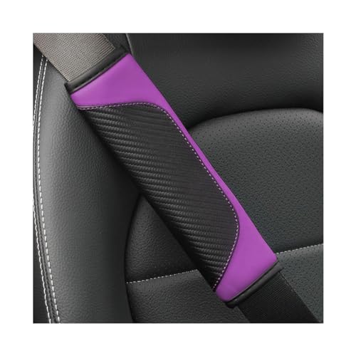 2PCS Car Seat Belt Cover, Carbon Fiber Seatbelt Shoulder Protection, Soft Car Seat Belt Strap Cushion Protect Your Neck and Shoulder, Car Accessories Seat Belt Pad for Car Truck (Purple) - color: Purple