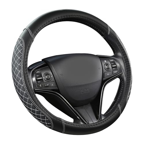 West Llama Customized Auto Car Steering Wheel Cover for Toyota Tacoma,4Runner,Tundra,Sequoia,15.5-16 inch(Diamond Quilted-Black+Gray-Large Size) - color: B-Black+Gray, size: Large Size (15 ½''-16'')