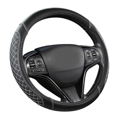 West Llama Customized Auto Car Steering Wheel Cover for Toyota Tacoma,4Runner,Tundra,Sequoia,15.5-16 inch(Diamond Quilted-Black+Gray-Large Size) - color: B-Black+Gray, size: Large Size (15 ½''-16'')