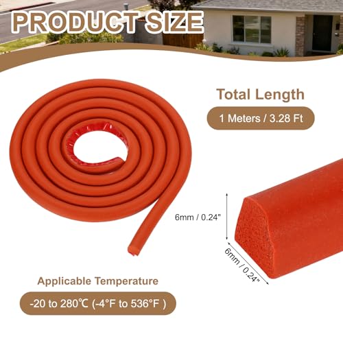 uxcell 3.28 ft Foam Backer Rod, 0.24" x 0.24" D-Shaped Solid Joint Filler, Foam Seal Strip for Caulk Saver, Rope Caulk Cement Crack Filler, Red - size: 3.28 ft x 0.24" x 0.24"