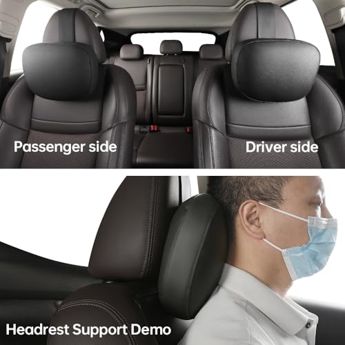 Car neck pillow, special car pillow for driving seat, memory foam head support for car seat, protects cervical vertebra and relieves fatigue, made of faux leather for long-lasting durability 1P
