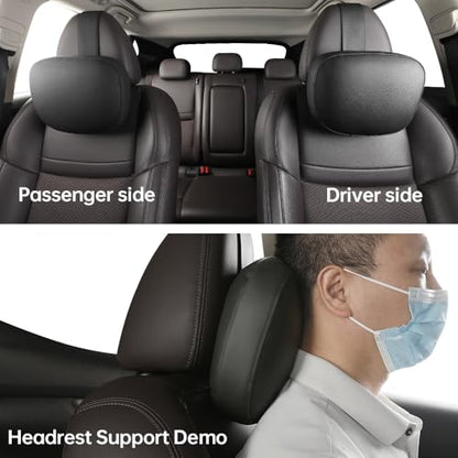 Car neck pillow, special car pillow for driving seat, memory foam head support for car seat, protects cervical vertebra and relieves fatigue, made of faux leather for long-lasting durability 1P