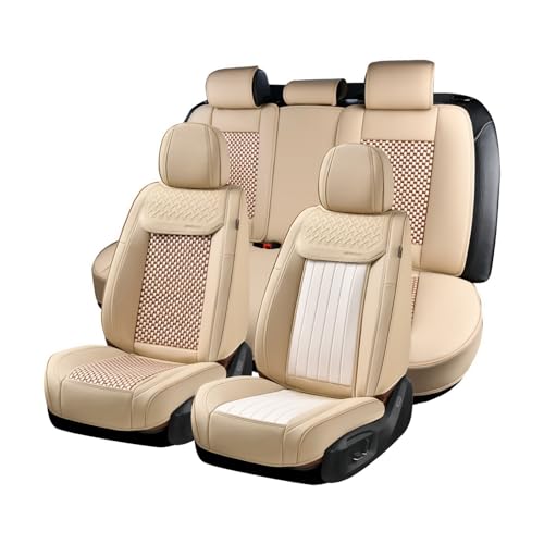 Coverado 2 in 1 Seat Covers for Car Full Set, Conversions Between Warm Suede and Cold Ice Silk for Car Seat Protector Car Accessories Universal Fit for Most Cars SUVs and Trucks（Beige） - color: 2in1Beige, size: FullSet