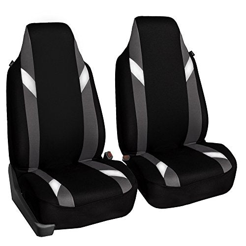 FH Group Front Set Cloth Car Seat Covers for Bucket Seats, 1-Piece Seat Cover, Universal Fit, Airbag Compatible, SUV, Van Seat Covers, Gray - color: Gray, style: Front Set