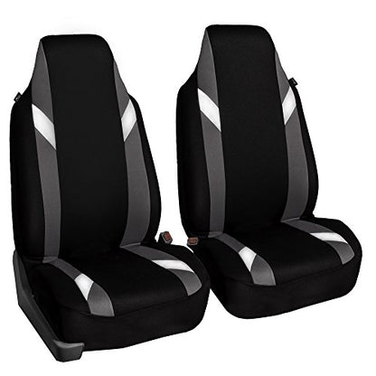 FH Group Front Set Cloth Car Seat Covers for Bucket Seats, 1-Piece Seat Cover, Universal Fit, Airbag Compatible, SUV, Van Seat Covers, Gray - color: Gray, style: Front Set
