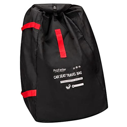 Car Seat Travel Bag Backpack for Air Travel - Karfast Universal Infant Carseat Gate Check Bag Cover for Airplane, Foldable with Pouch, Black - color: Black