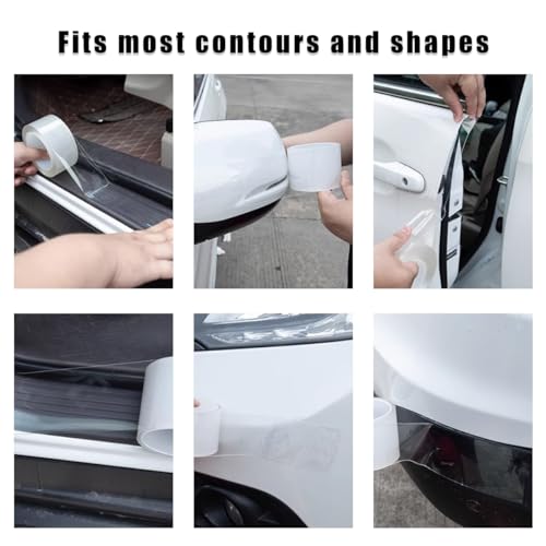 povtii Car Door Edge Guard Door Sill Protector, Automotive Anti-Collision Strip for Car Door Edge, Adhesive Tape Auto Door Entry Protection Film, Universal Car Accessories (10CM*10M), Transparent