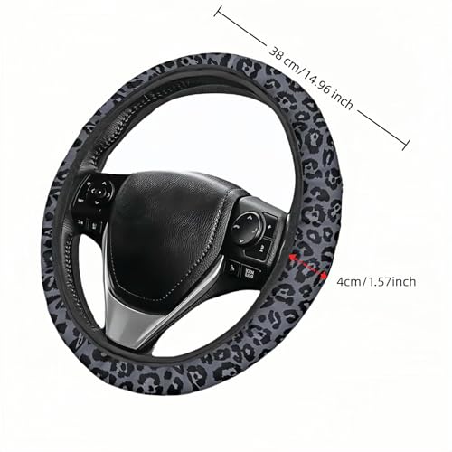 Leopard Print Steering Wheel Cover | Non Slip, Breathable Neoprene | Universal 15 Inch Fit (14.5"-15.5") | Comfort Grip | Fade Resistant | Easy Install-Comfort Grip for Cars, Trucks, SUVs