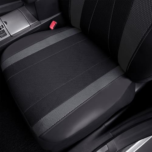 Flying Banner car seat Covers Full Set Faux Leather Air Mesh Breathable Man Lady Airbag Compatible Rear Bench Split 40/60 50/50 60/40 Truck Pick Up (Full Set - Low Back, Black Gray) - color: Black Gray