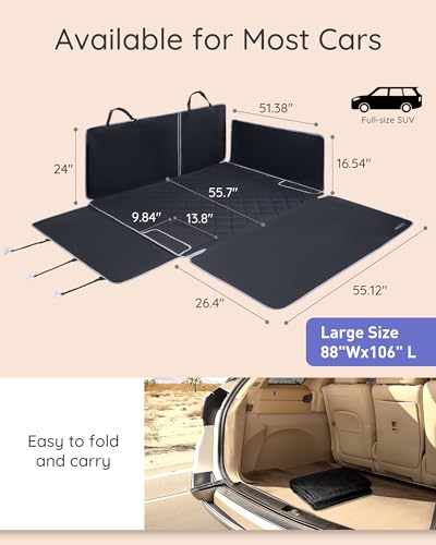 SUV Cargo Liner Waterproof Scratch-Resistant for Dogs Pet Trunk Mat with Non-Slip Bumper Flap Protector Heavy-Duty Cover for Sedans SUV