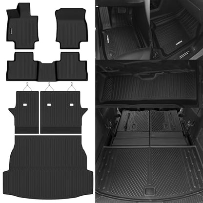 Naibeve Floor Mats for 2019-2024 2025 Toyota RAV4 Gas- All Weather for Toyota RAV4 Floor Mats & Cargo Mat & Backrest Mats Waterproof Interior Accessories - size: 4)RAV4 Gas|2019-2025