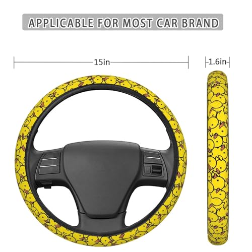 Rubber Ducky Cartoon Steering Wheel Cover for Women Men, Non-Slip Steering Wheel Protector Car Wheel Covers, Universal 15 Inch Fit for Auto, Suvs, Truck - color: Rubber Ducky Cartoon