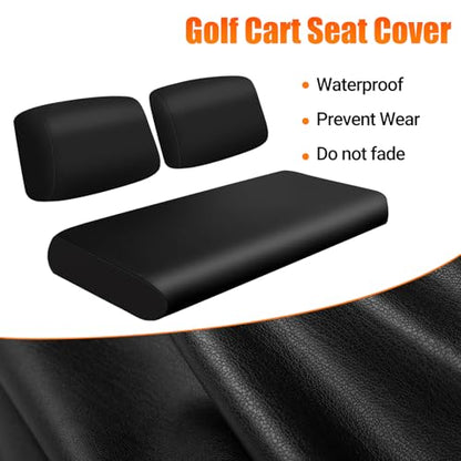 Golf Cart Front Seat Covers Black Micro Fiber Leather Seat Covers Replacement for Club Car DS 1982-2000, Staple On - color: Black, size: Club Car DS 1982-2000